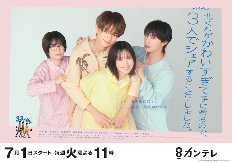 火ドラ★イレブン「北くんがかわいすぎて手に余るので、3人でシェアすることにしました。」ポスタービジュアル