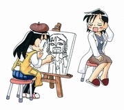 カレンダーに使用される予定のイラスト。芸術の秋編