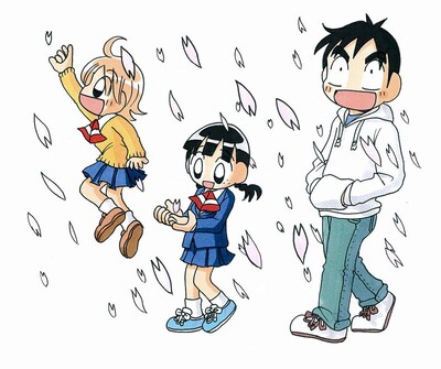 カレンダーに使用される予定のイラスト。桜舞う春編