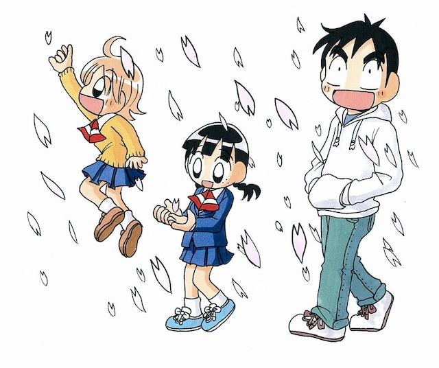 カレンダーに使用される予定のイラスト。桜舞う春編