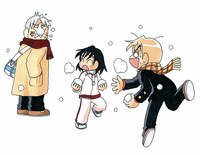 カレンダーに使用される予定のイラスト。雪が降り積もる冬編