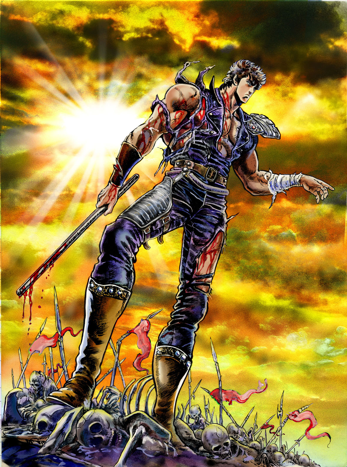 往年のファンにはたまらない原画ばかり。（©武論尊・原哲夫／NSP 1983,©NSP 2008, 版権許諾証MB-209）