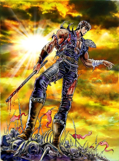 往年のファンにはたまらない原画ばかり。（©武論尊・原哲夫／NSP 1983,©NSP 2008, 版権許諾証MB-209）