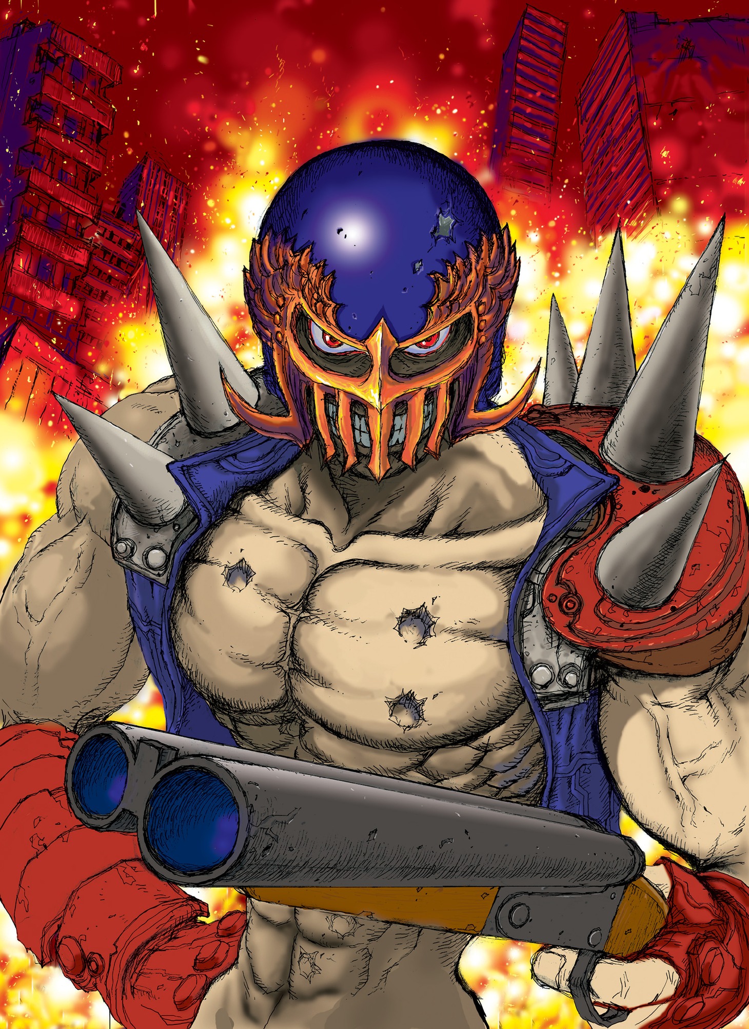 ウェルカムトゥーディスクレイジータイム！ショットガン片手にポーズをとるジャギ。いま、世紀末が始まる。