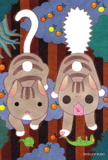 ポストカード「?!」。つぶらな黒目ブラックホールに吸い込まれそう。