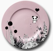 矢沢あいが描いたプレート。風船パンダよ、どこへ行く。
