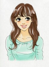 桜沢エリカが描いた浦浜アリサ。ぱっちりお目々、ヴォリューミーなまつげ、ぽってりとしたくちびるの本人にクリソツ。