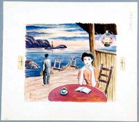 つげ義春「海辺の情景」のリトグラフ。たそがれ気分にぴったりの1枚。