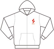 「アーティストアクロ」パーカー。主人公アクロの手に浮かぶ、能力の証をロゴ化したデザイン。