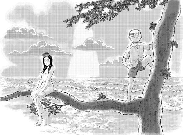 週刊コミックバンチ23号（新潮社）よりスタートする、さそうあきら新連載「さよなら群青」予告カット。