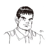 左手で描いたという角松洋介。これはこれでありではないかと思えてくるが、作者としてはそうもいかない様子。