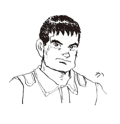 左手で描いたという角松洋介。これはこれでありではないかと思えてくるが、作者としてはそうもいかない様子。