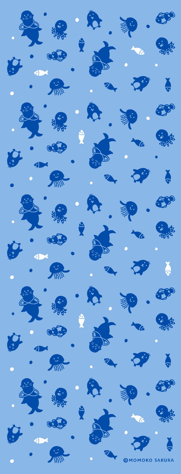 アシカやペンギン、クラゲが描かれた「うみのともだち」。(C)MOMOKO SAKURA