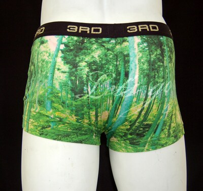 坂本龍一によるボクサーブリーフパンツその2。森の中でこれを履けばカモフラージュ効果が期待できそうだ。