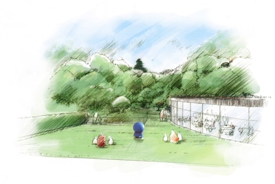 屋外広場のイメージ図。真ん中に佇んでいるのはドラえもん？(C)藤子プロ