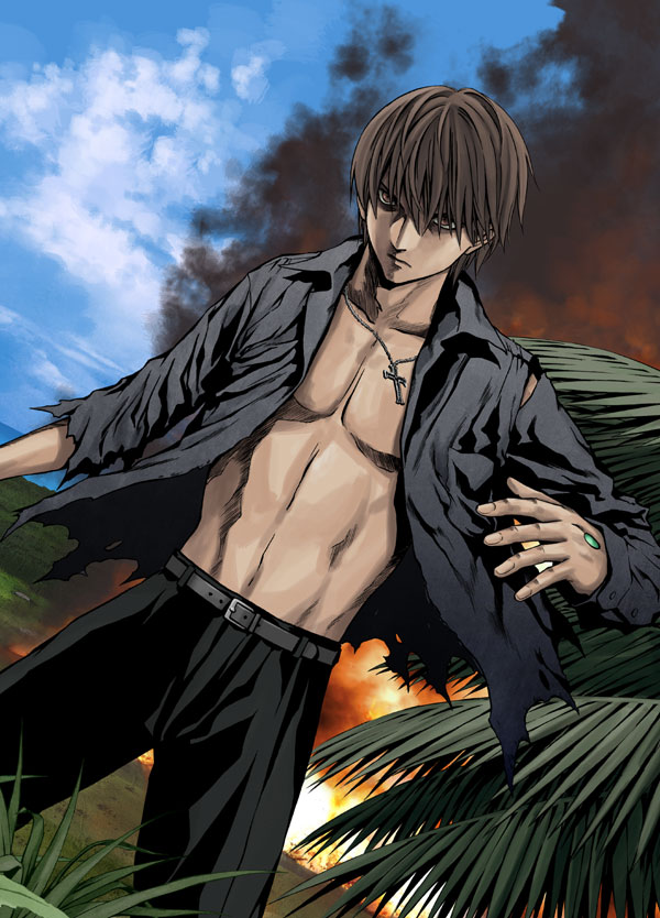 「BTOOOM！」カット。爆炎が南の島を焼き尽くす。