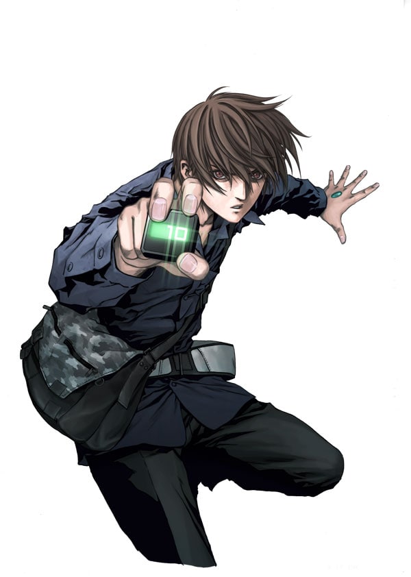 「BTOOOM！」予告カット。爆弾に光る「10」の数字は何を意味するのか。左手に付いた緑色の石らしきものも気になるところだ。