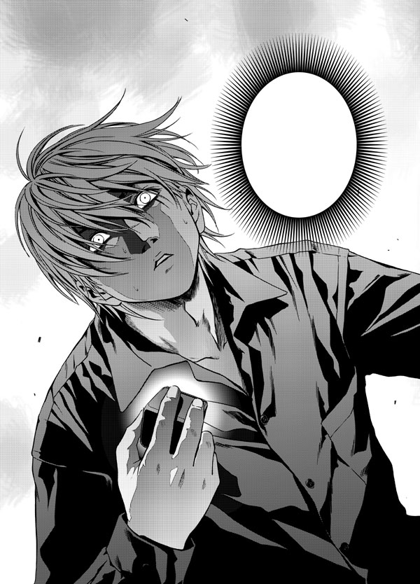 「BTOOOM！」カット。顔面蒼白の男、手には爆弾らしきものが。デスゲーム幕開けの予感。