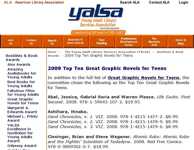 トップ10などの結果はヤングアダルト図書館サービス協会（yalsa）の公式サイトで見ることができる。