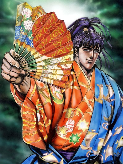 ワインのモデルとなった「花の慶次」キービジュアル。c 隆慶一郎・原哲夫・麻生未央/NSP 1990, 版権許諾証EH-509