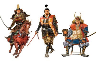 平田が描き下ろした3人の武将。