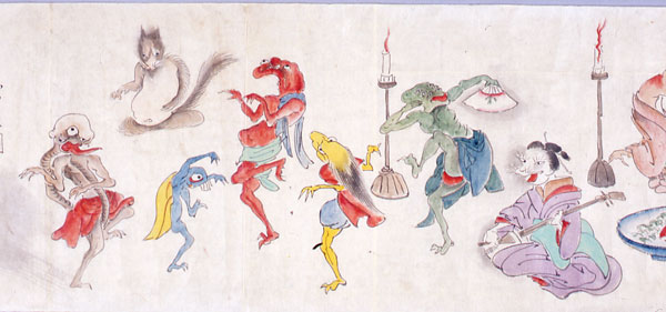 化物嫁入絵巻（江戸時代末期）。中右瑛氏蔵。