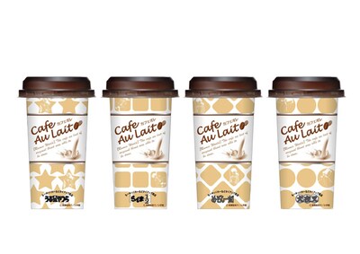 サークルKとサンクスにて販売される「るーみっくわーるどカフェオレ」。2個購入分のレシートで応募可能なキャンペーンも展開される。(c)高橋留美子／小学館