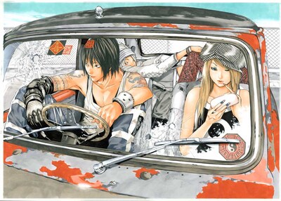 森田まさのり原作、小畑健作画の「HELLO BABY」より。小畑のクールなイラストが「ジャンプSQ.M」の表紙を飾る。