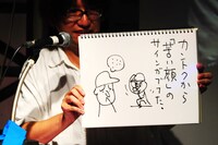 「逆転満塁ホームランを打ったのに、何故かチームメイトは全員苦い顔。どうして？」というお題の回答、「監督から『苦い顔』のサインがでてた」。しりあがり、今大会2度目のエクセレント。