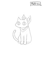 ゲーム版の設定ラフより、阪本さん。はかせが拾ってきた黒猫。