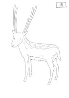 ゲーム版の設定ラフより、鹿。