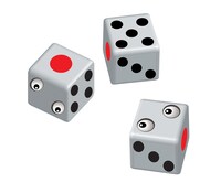 支倉未起隆ことヌ・ミキタカゾ・ンシが変身したサイコロ。ちゃんと目が付いている。(c)LUCKY LAND COMMUNICATIONS / 集英社