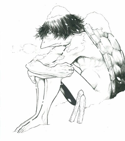 坂本眞一が描いたカッパマンガ「孤高のカッパ」より。群れから離れ、孤独な大河横断行に身を投じるカッパ「林川太郎」を主人公とした物語とのこと。もちろんそんな作品は存在しないのでファンは慌てないように。(c)集英社／週刊ヤングジャンプ／坂本眞一