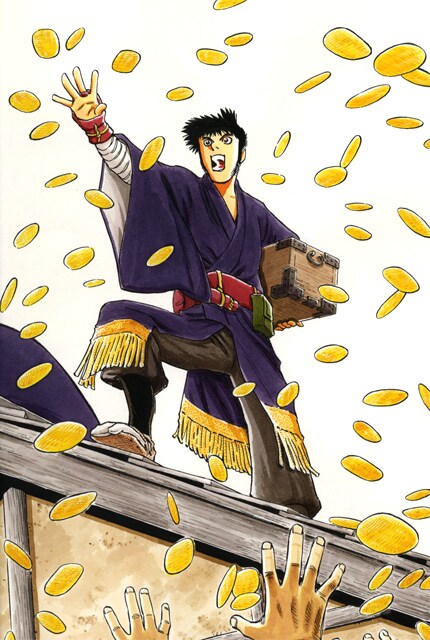 樹林伸原作による星野泰視「風と雷」本編からのカット。義賊とはいえ窃盗は犯罪なので、決して真似はしないように。(c) 樹林伸・星野泰視／講談社