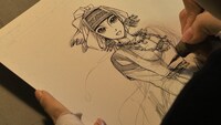 「乙嫁語り」のヒロイン・アミルの作画風景。