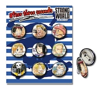10月31日よりプレゼントを開始する、劇場版アニメ「ONE PIECE film STRONG WORLD」前売り購入特典第2弾「麦わらの一味『after three seconds』缶バッジセット」。(C)尾田栄一郎／集英社・フジテレビ・東映アニメーション （C)「2009 ワンピース」製作委員会　