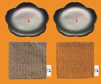 「あんどーなつ」連載100回記念品の特製「和菓子皿2枚＋和柄コースター2枚セット」。ビッグコミックオリジナル21号にてプレゼントを実施している。※商品は実際のデザインと異なる場合があります。