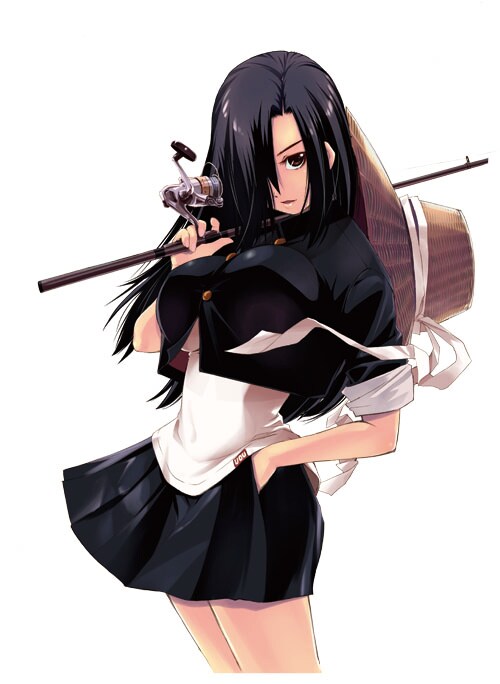 佐藤まさき「釣りチチ・渚」イメージ。あまりの胸の大きさにボタンも理性も弾け飛ぶ、この巨乳釣り師の活躍はクラブサンデーにて期間限定無料配信中。