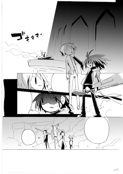 西島大介が30分で模写した赤松健「魔法先生ネギま!」の１ページ。