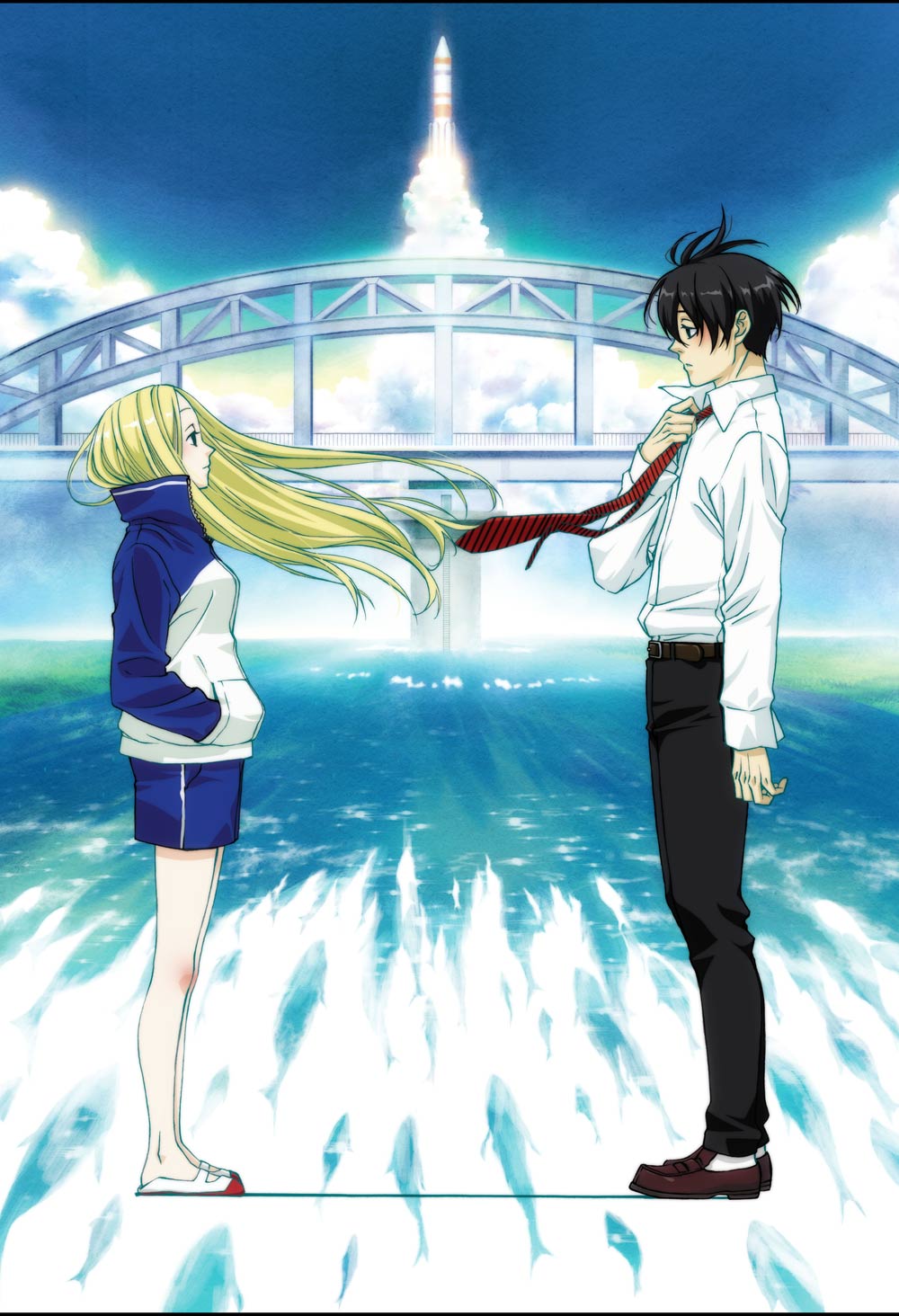 ニノとリク。アニメ「荒川アンダー ザ ブリッジ」キービジュアル第1弾。(c)中村光／スクウェア・エニックス・荒川ＵＢ製作委員会
