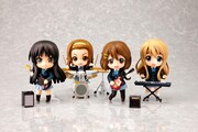 これまで発売された「けいおん!」ねんどろいど。左から秋山澪、田井中律、平沢唯、琴吹紬。(c)かきふらい・芳文社/桜高軽音部