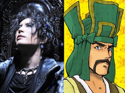 GACKT（左）と、GACKTが演じる上杉謙信（右）。(c)2010 大羽快・メディアファクトリー／殿と製作委員会