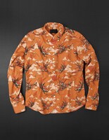 Aerosmith Narancia Ghirga B.D Shirts［orange］。シャツは、丈夫で光沢と吸湿性があるリネン混コットンを使用した、春夏に最適なアイテム。ちなみにイタリアの古語で「Narancia」は「オレンジ」を意味するそう。