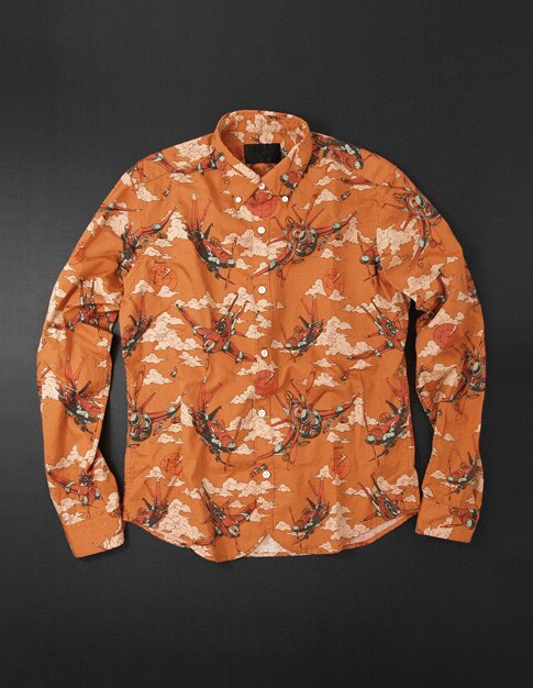 Aerosmith Narancia Ghirga B.D Shirts［orange］。シャツは、丈夫で光沢と吸湿性があるリネン混コットンを使用した、春夏に最適なアイテム。ちなみにイタリアの古語で「Narancia」は「オレンジ」を意味するそう。