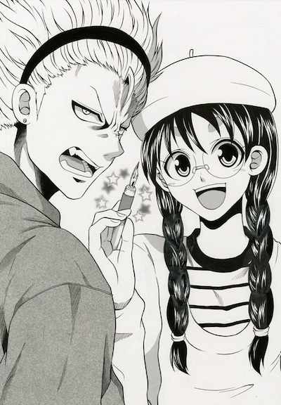 「クラブサンデー」にて配信中、ひらかわあや「やん×こみ」カット。マンガ家の姉を持つヤンキーを主人公にしたコメディ。