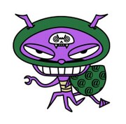 西本が描いた「ウイルスバスター2010」のイメージキャラクターのひとつ。風呂敷にほっかむり、トラディショナルな泥棒スタイルだ。(C)西本英雄/講談社