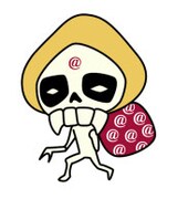 西本が描いた「ウイルスバスター2010」のイメージキャラクターのひとつ。泥棒をイメージしたキャラクターが多い。(C)西本英雄/講談社