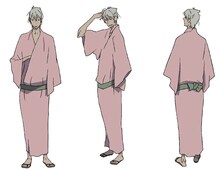 アニメ版「さらい屋五葉」の弥一ビジュアル。インタビューにてオノは「弥一の着物はもうこの色（薄紅色）以外ない」と熱弁。(C)2010 オノ・ナツメ／小学館・さらい屋五葉製作委員会