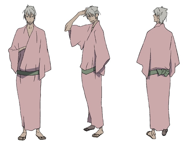 アニメ版「さらい屋五葉」の弥一ビジュアル。インタビューにてオノは「弥一の着物はもうこの色（薄紅色）以外ない」と熱弁。(C)2010 オノ・ナツメ／小学館・さらい屋五葉製作委員会