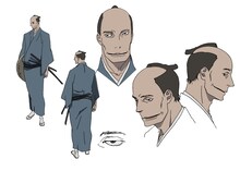 「さらい屋五葉」より、初公開された八木平左衛門の設定画。「(C)2010 オノ・ナツメ／小学館・さらい屋五葉製作委員会